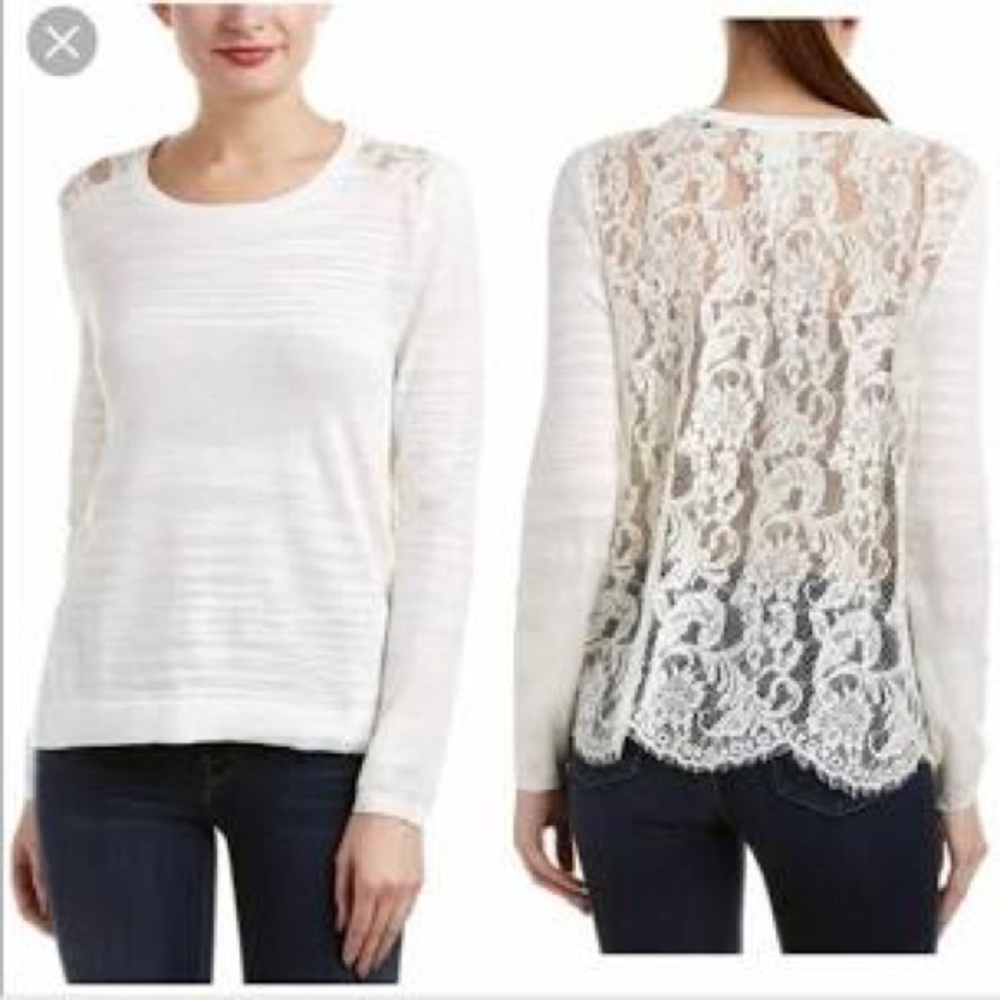 CAbi white lace Sophia Sweater Style 5005 Size M